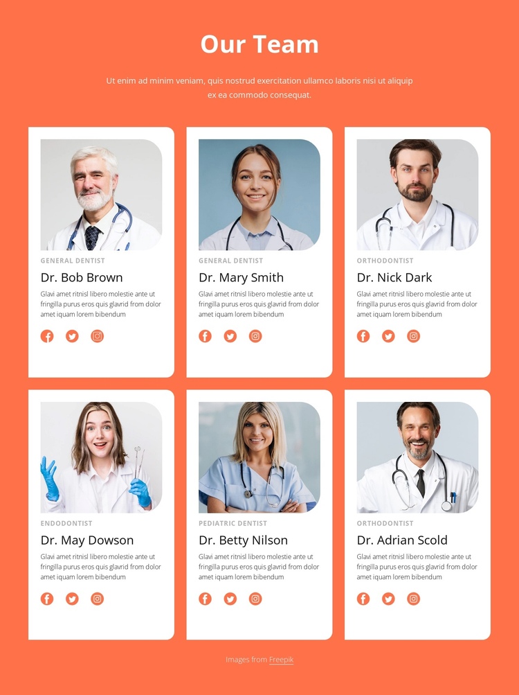 Dental clinic team One Page Template