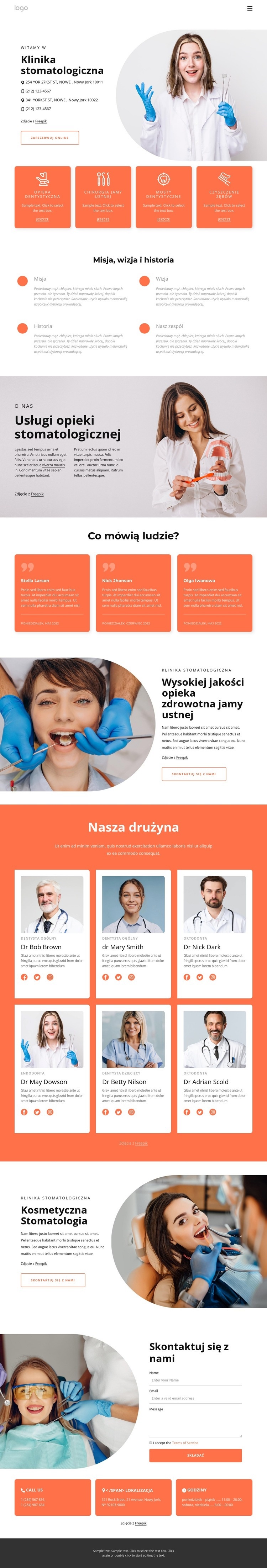 Praktyka stomatologiczna w Nowym Jorku Makieta strony internetowej