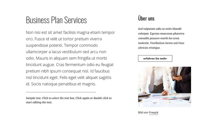 Businessplan-Dienstleistungen Eine Seitenvorlage