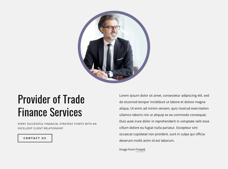 Provider of trade finance services Html Code Example
