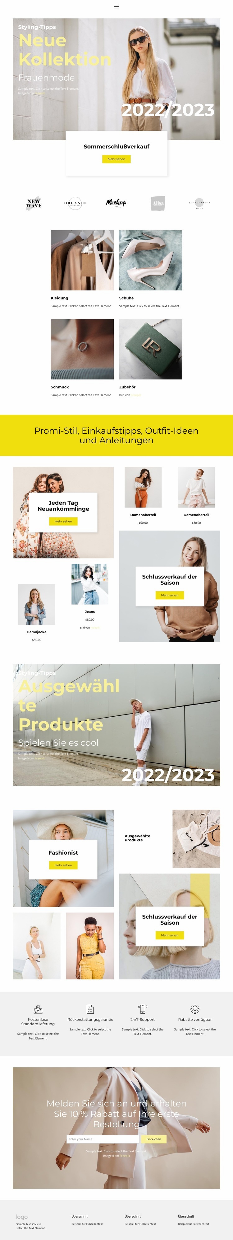 Fashionist sagen Website Builder-Vorlagen