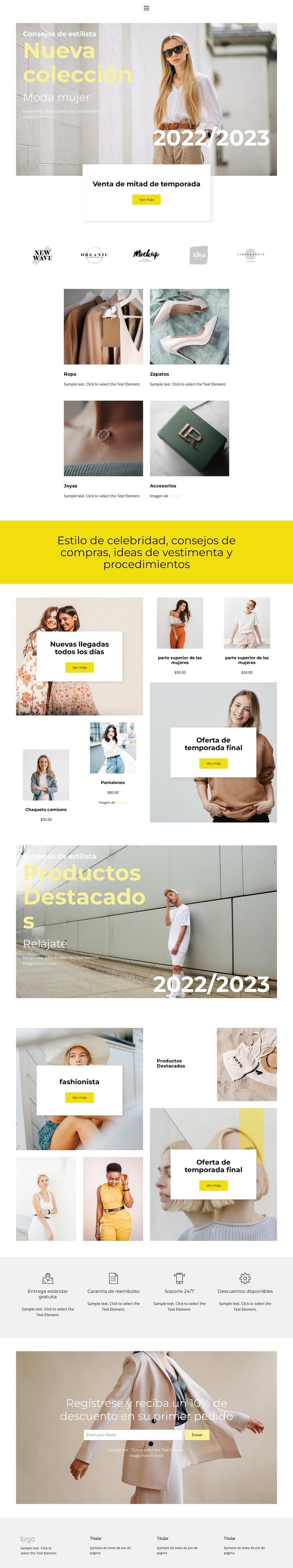 moda decir Diseño de páginas web