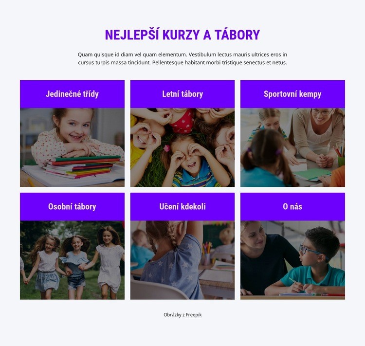 Nejlepší kurzy a tábory Šablona CSS