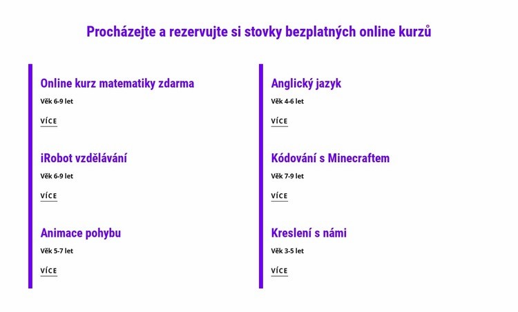 Rezervujte si bezplatné online kurzy Šablona