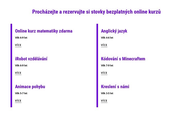 Rezervujte si bezplatné online kurzy Šablona webové stránky