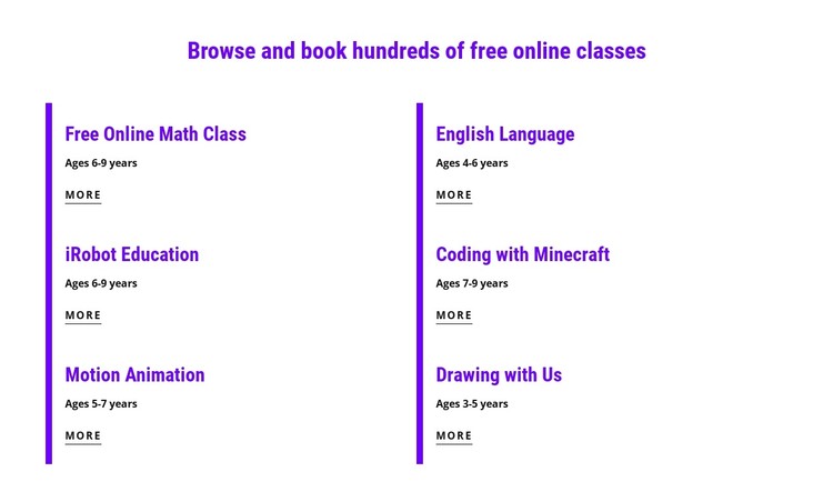 Book free online classes CSS Template
