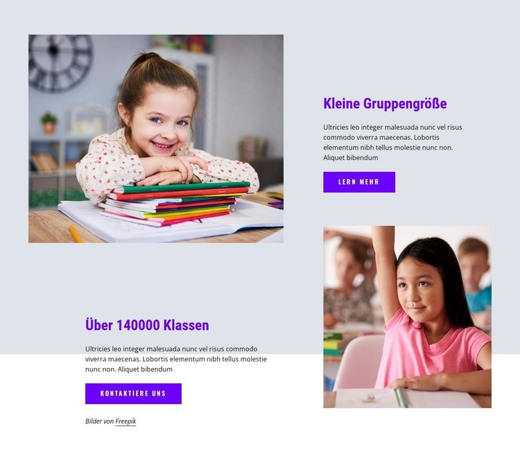 Über 14.000 Klassen Eine Seitenvorlage