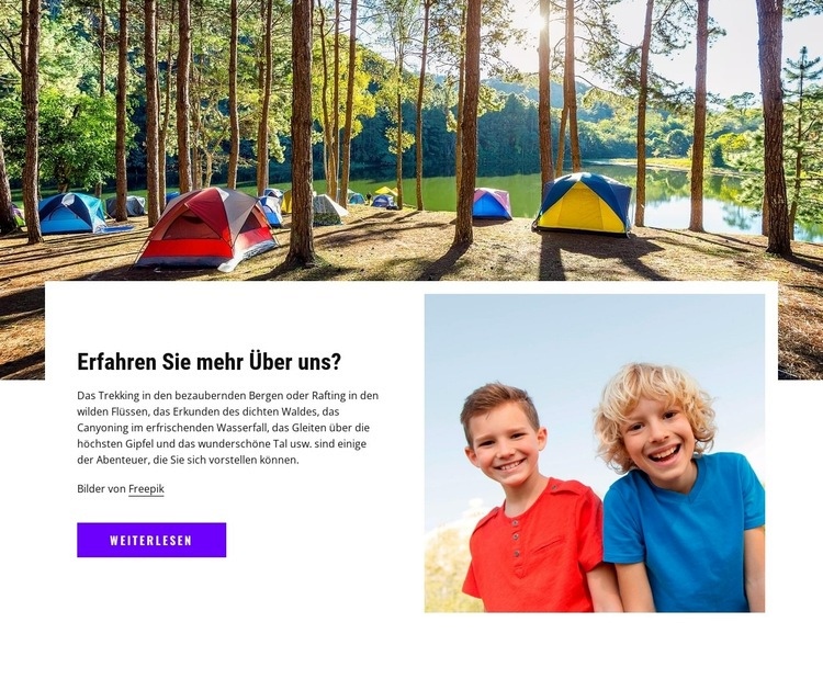 Willkommen im Kindercamp Website Builder-Vorlagen