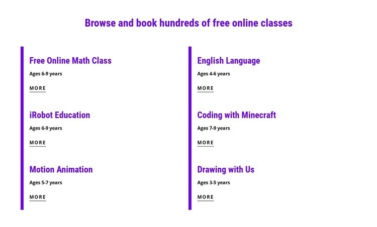 Book free online classes Elementor Template Alternative