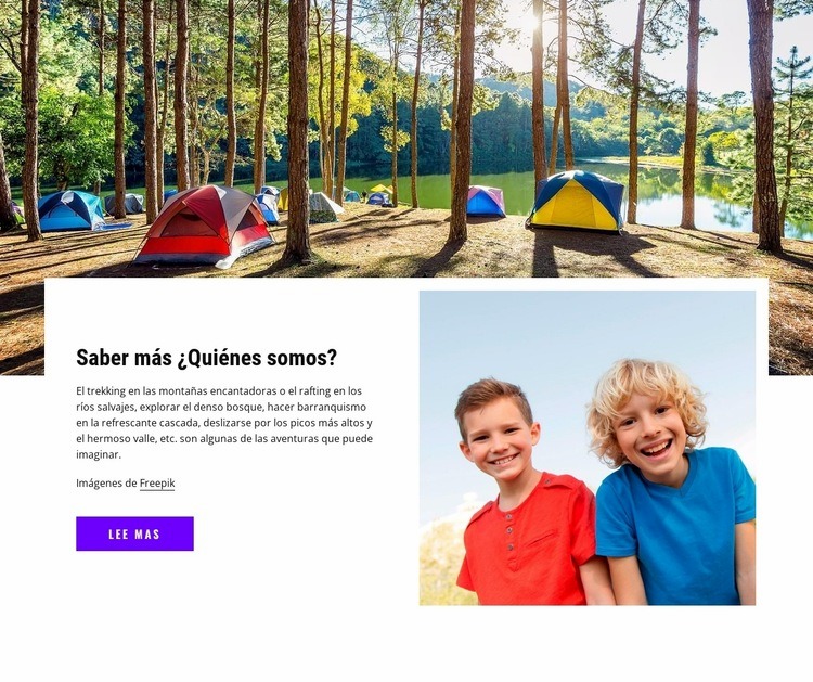 Bienvenidos al campamento de niños Creador de sitios web HTML