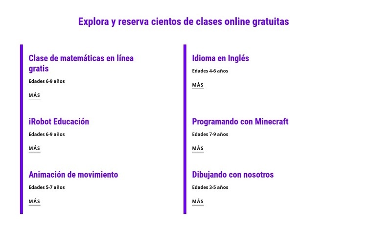 Reserva clases online gratis Plantilla HTML5