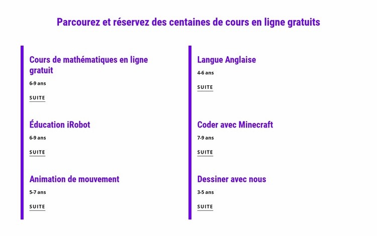 Réserver des cours en ligne gratuits Modèle HTML5