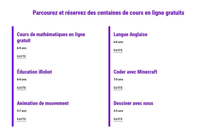 Réserver des cours en ligne gratuits Modèle