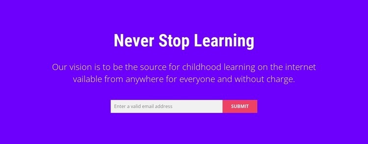 Never stop learning Homepage Design