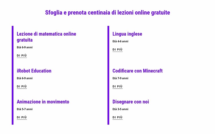 Prenota lezioni online gratuite Modello Joomla