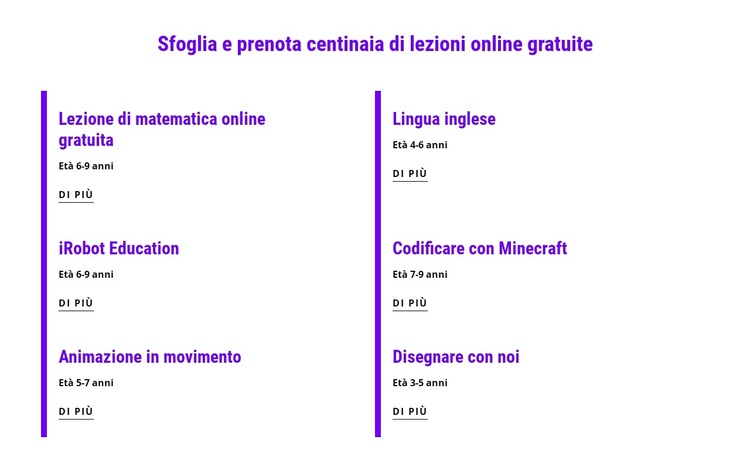 Prenota lezioni online gratuite Tema WordPress