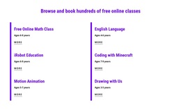 Book Free Online Classes - Mobile Website Template