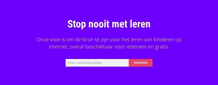 Stop nooit met leren Bestemmingspagina