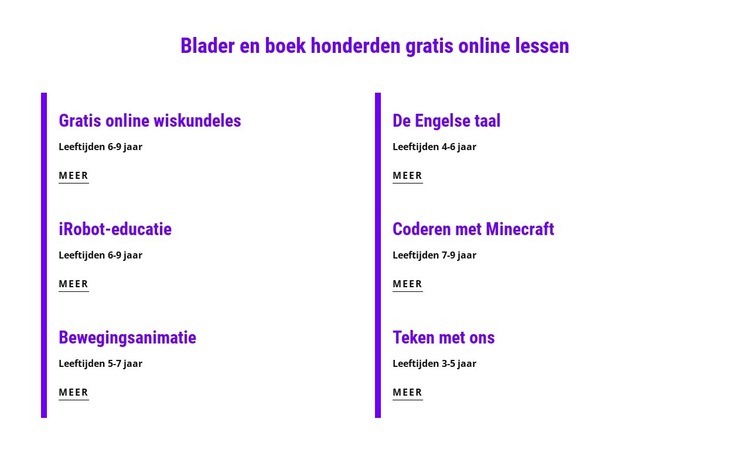 Boek gratis online lessen Sjabloon voor één pagina