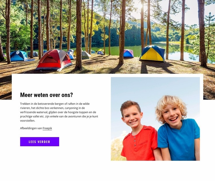 Welkom op het kinderkamp Website mockup