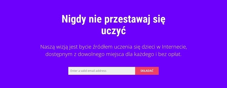 Nigdy nie przestawaj się uczyć Makieta strony internetowej