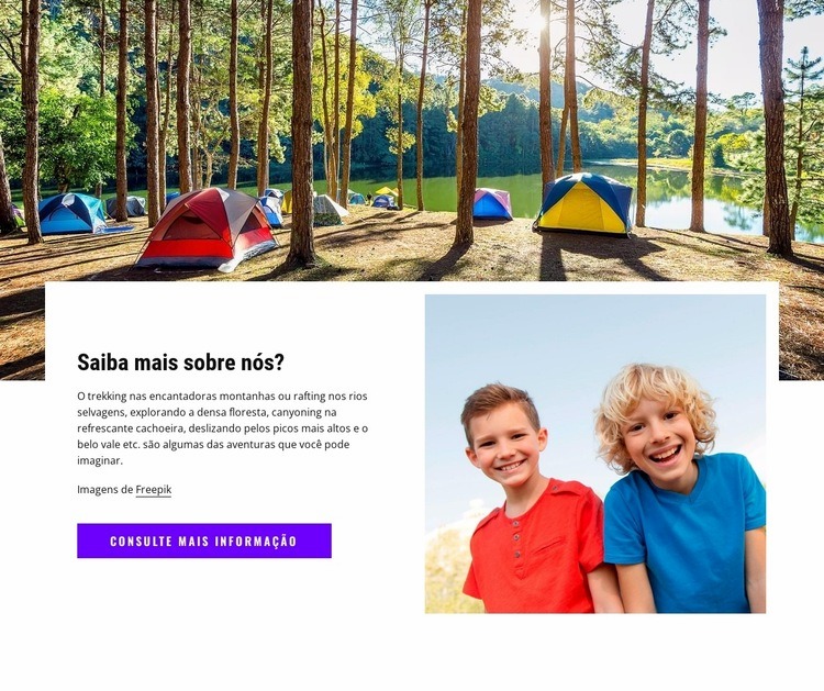 Bem-vindo ao acampamento infantil Construtor de sites HTML