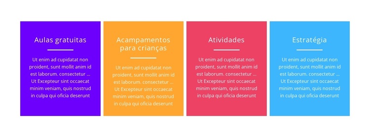 Células coloridas do repetidor de grade Tema WordPress