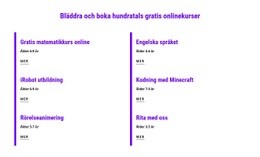 Boka Gratis Onlinekurser - Responsiv HTML5-Mall
