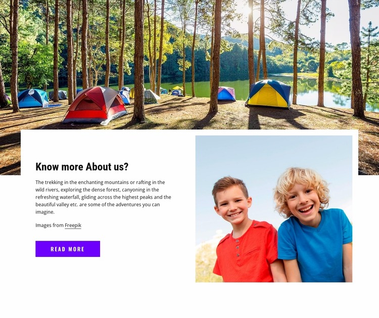 Welcome to kids camp Website Mockup