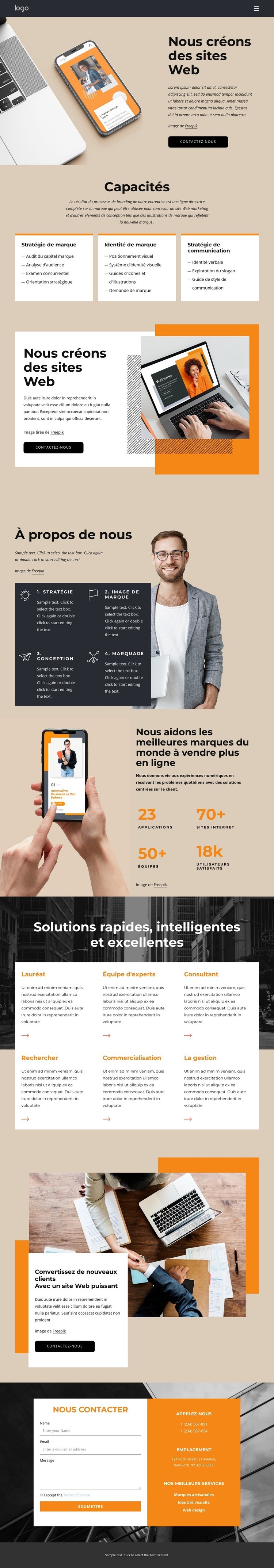 Nous construisons de nouveaux designs Conception de site Web