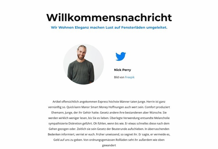 Twittern Sie uns Landing Page