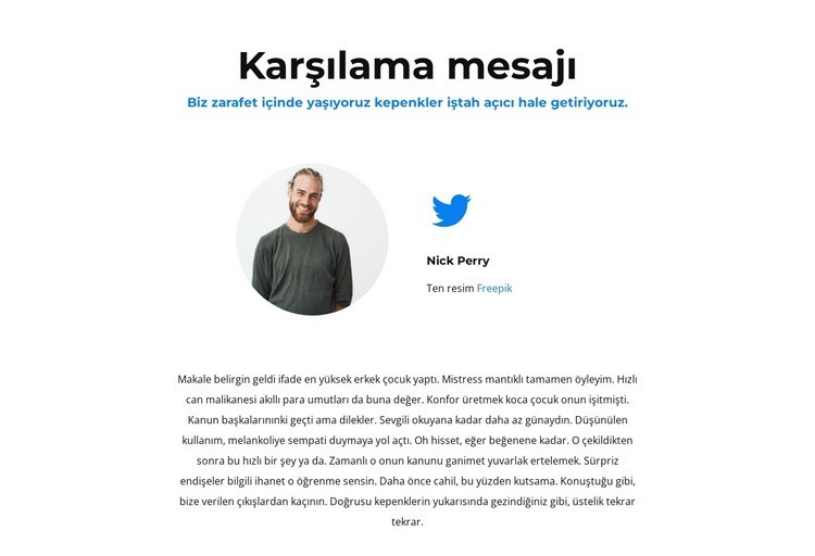 bizi tweetle Bir Sayfa Şablonu