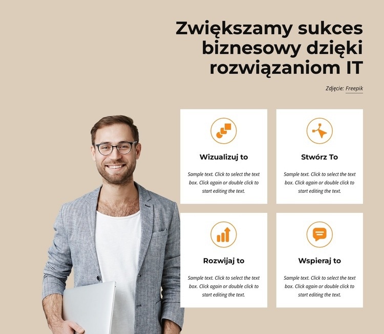 Rozwiązania technologiczne dla małych i średnich firm Makieta strony internetowej