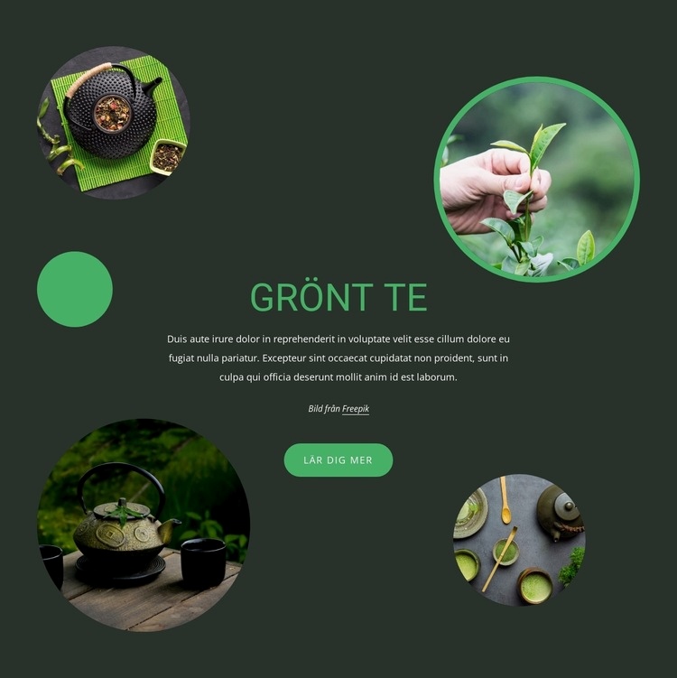 Grönt te historia fördelar Webbplats mall