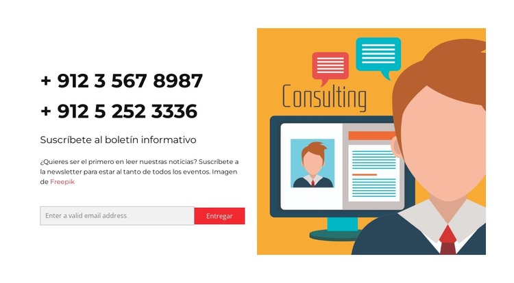 Número de dos teléfonos Plantilla HTML