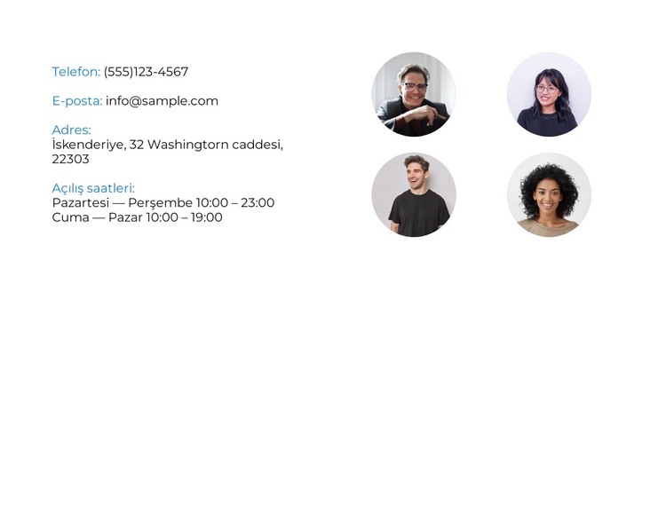 Yöneticilerimizin iletişim bilgileri HTML Şablonu