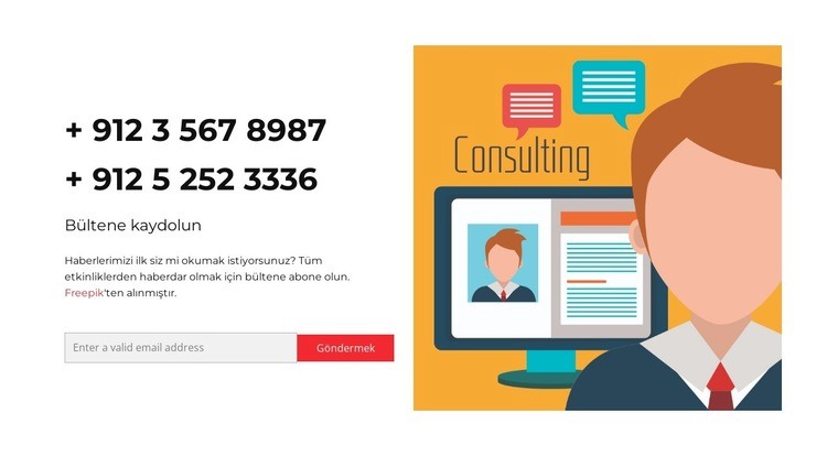 iki telefon numarası Bir Sayfa Şablonu