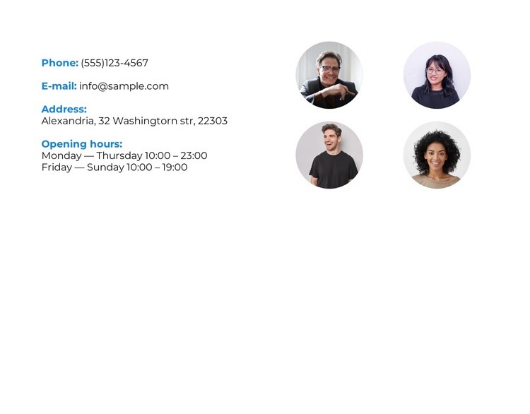 Contacts of our managers Web Page Design