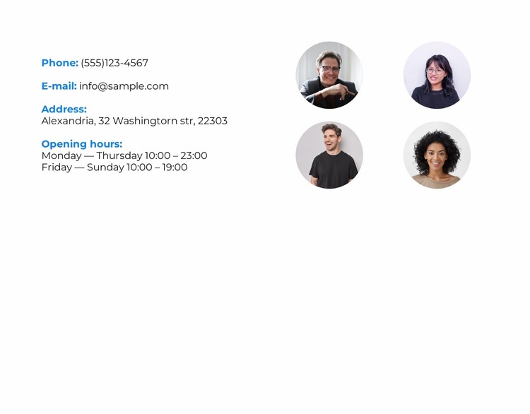 Contacts of our managers Website Builder Templates