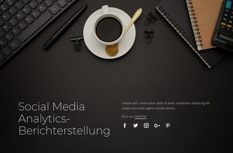 Social Media Analytics-Berichterstattung Landing Page