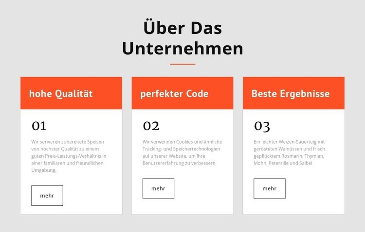 3 Zellen mit Gruppen Landing Page