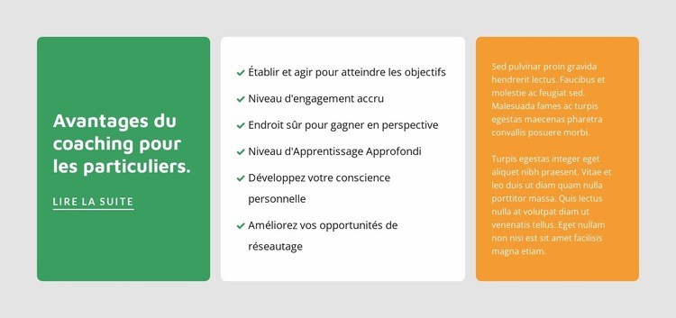 Coaching pour les particuliers Modèle d'une page