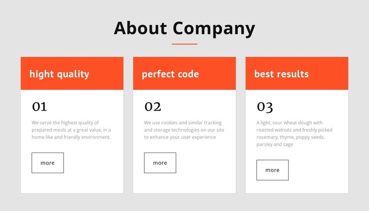 3 cells with groups HTML Template