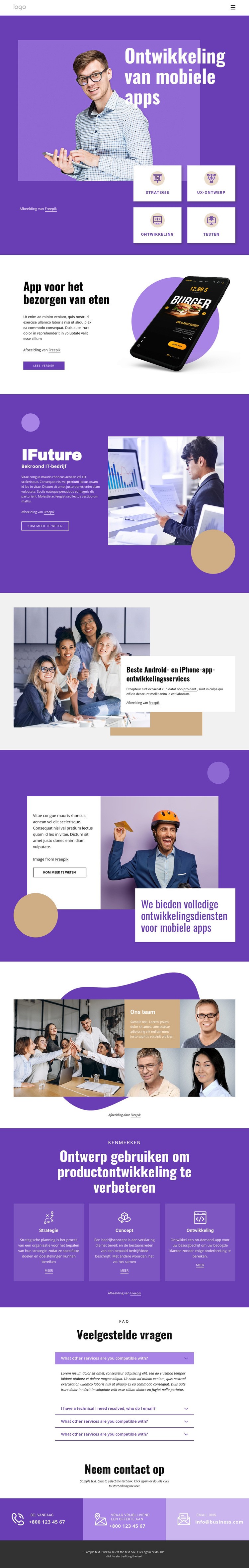 Kwaliteitsapp-ontwikkeling Website Builder-sjablonen