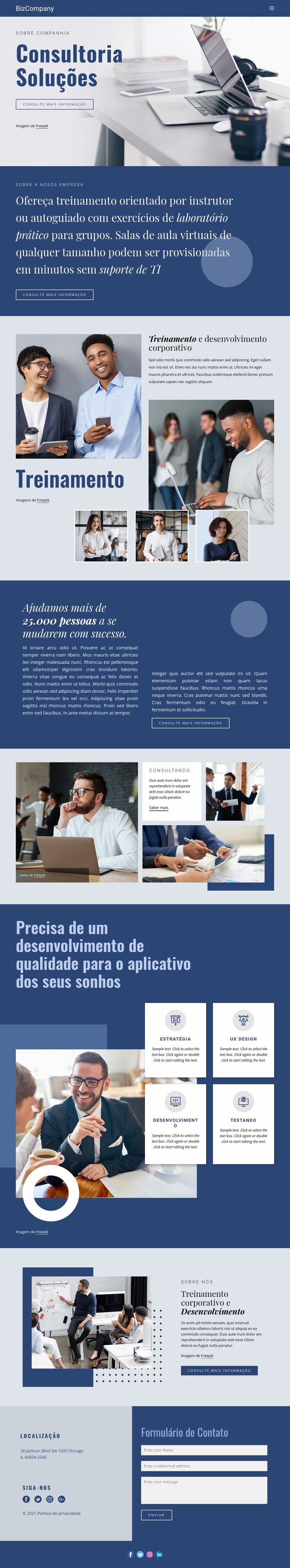 Treinamento e desenvolvimento profissional Design do site