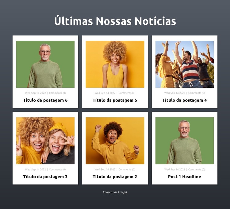 Últimas nossas novidades Modelo HTML