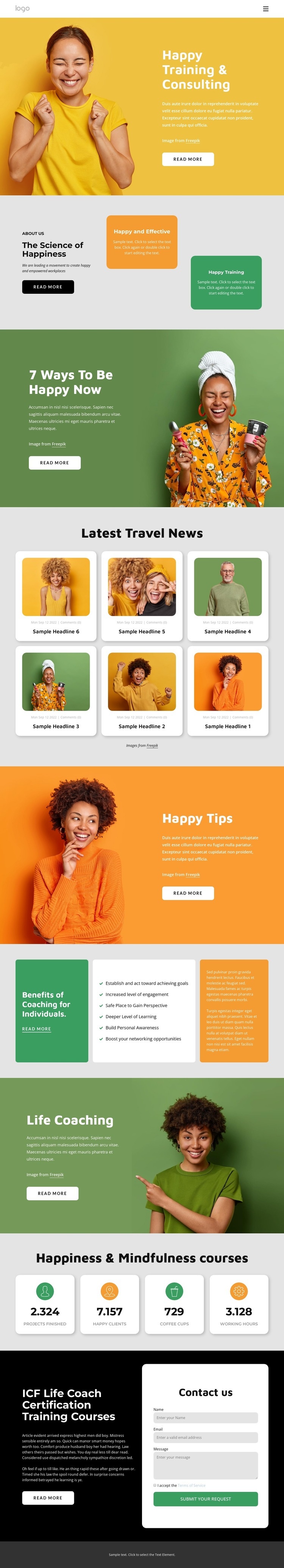 Happiness consulting Web Page Design