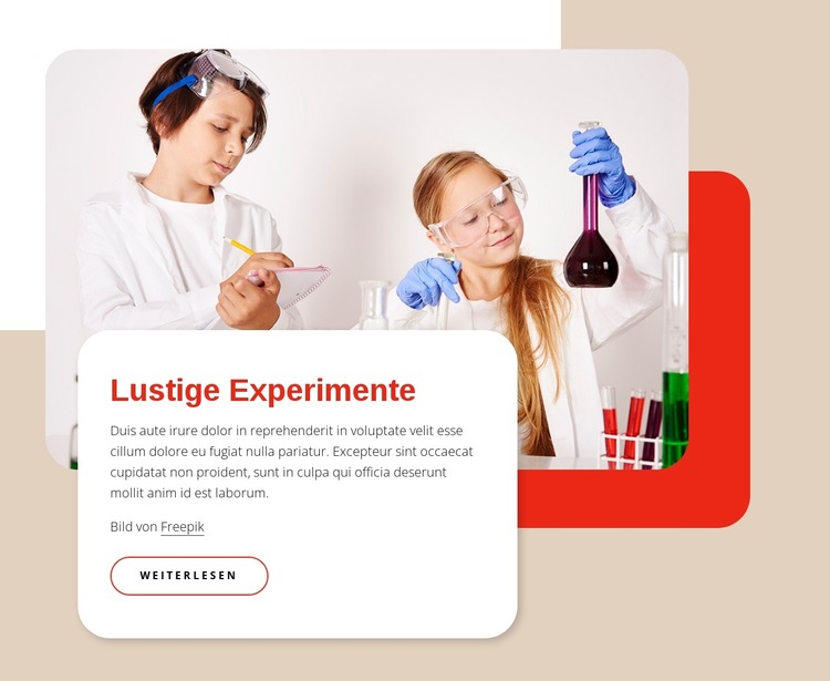 Lustige Chemieexperimente Website-Vorlage