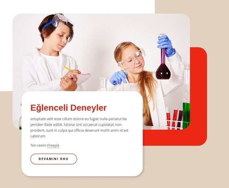 Eğlenceli kimya deneyleri Web Sitesi Mockup'ı