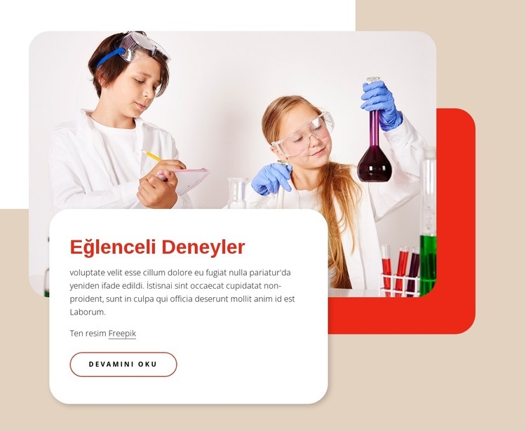 Eğlenceli kimya deneyleri Web sitesi tasarımı